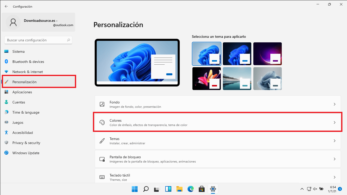 cambiar el modo claro al modo oscuro en windows 11