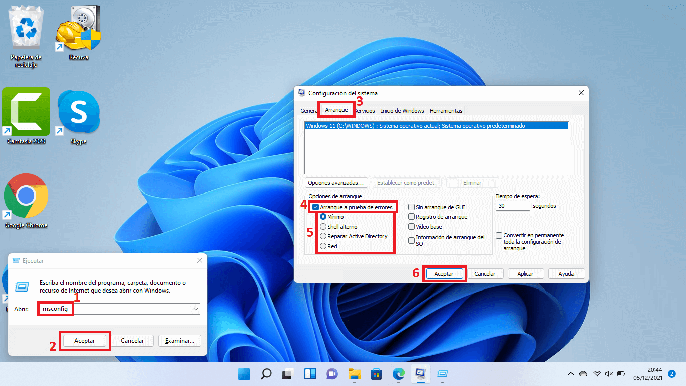 activar el modo seguro de windows 11