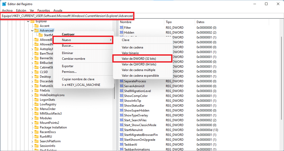 habilitar la barra de tareas de Windows 11 se muestren en varias pantallas