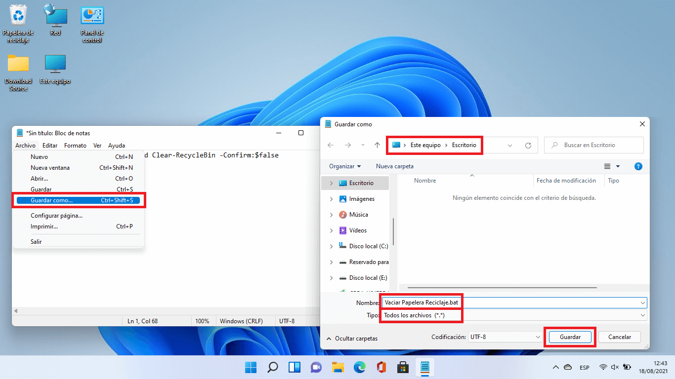 como borrar automáticamente la papelera de reciclaje cuando apagues tu ordenador con Windows 11