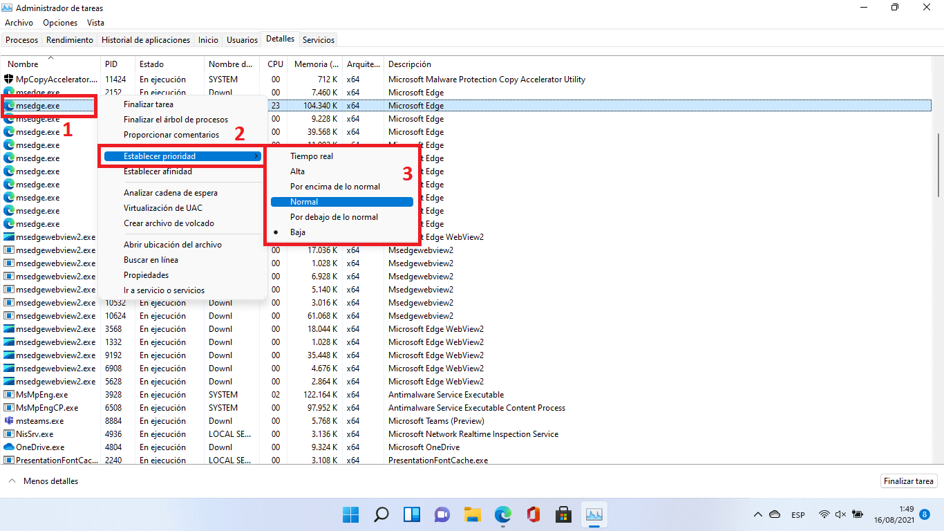 como aumentar la prioridad de ejecución de los procesos de Windows 11