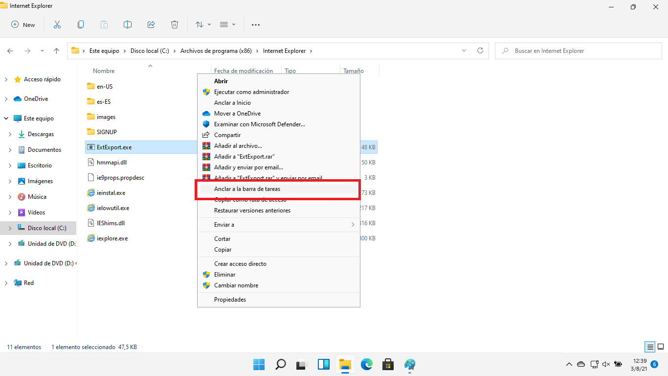 anclar programa a la barra de tareas de windows 11