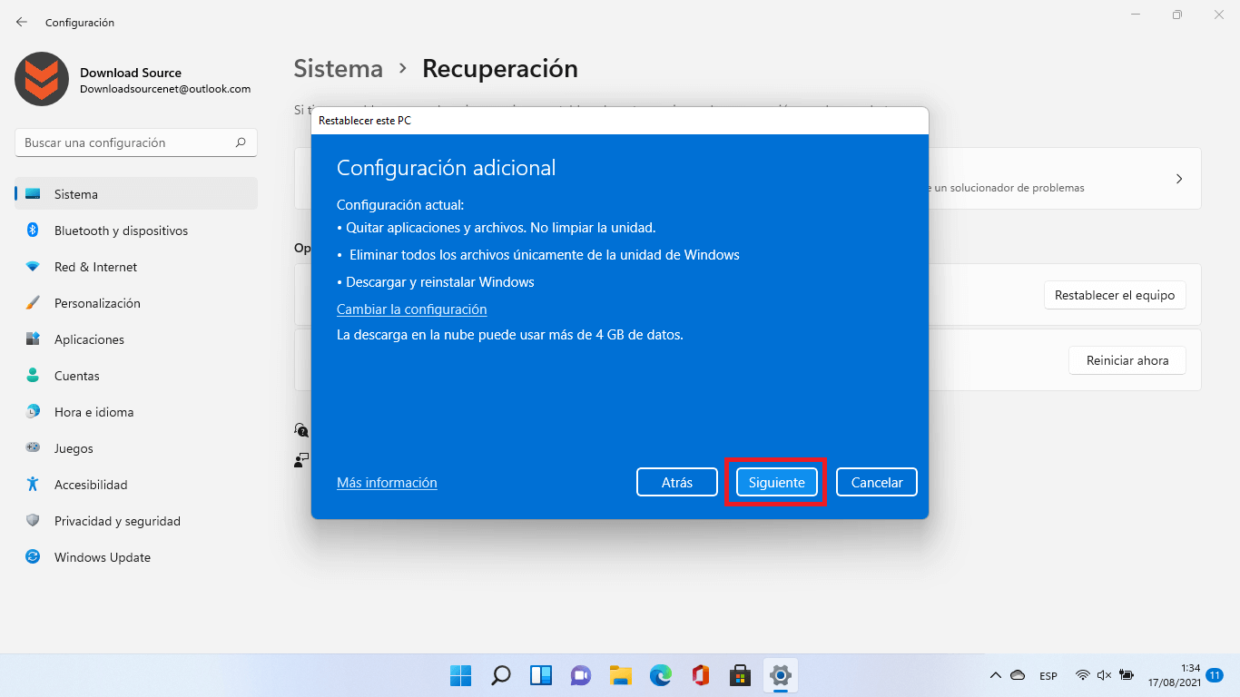 como restablecer este pc con windows 11