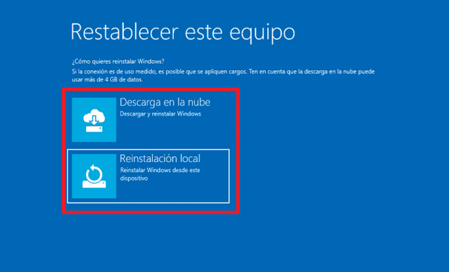 reinstalar windows 11 desde el menu avanzado 