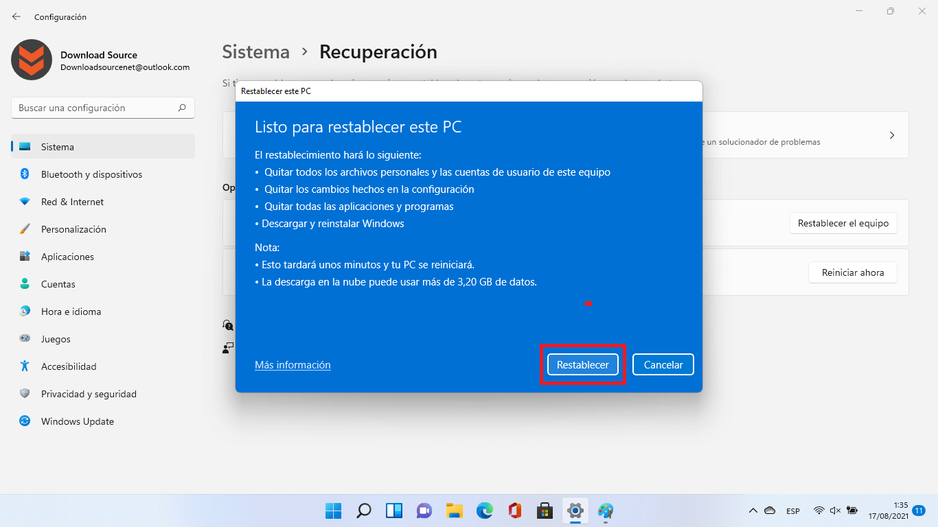 como reinstalar el sistema operativo Windows 11