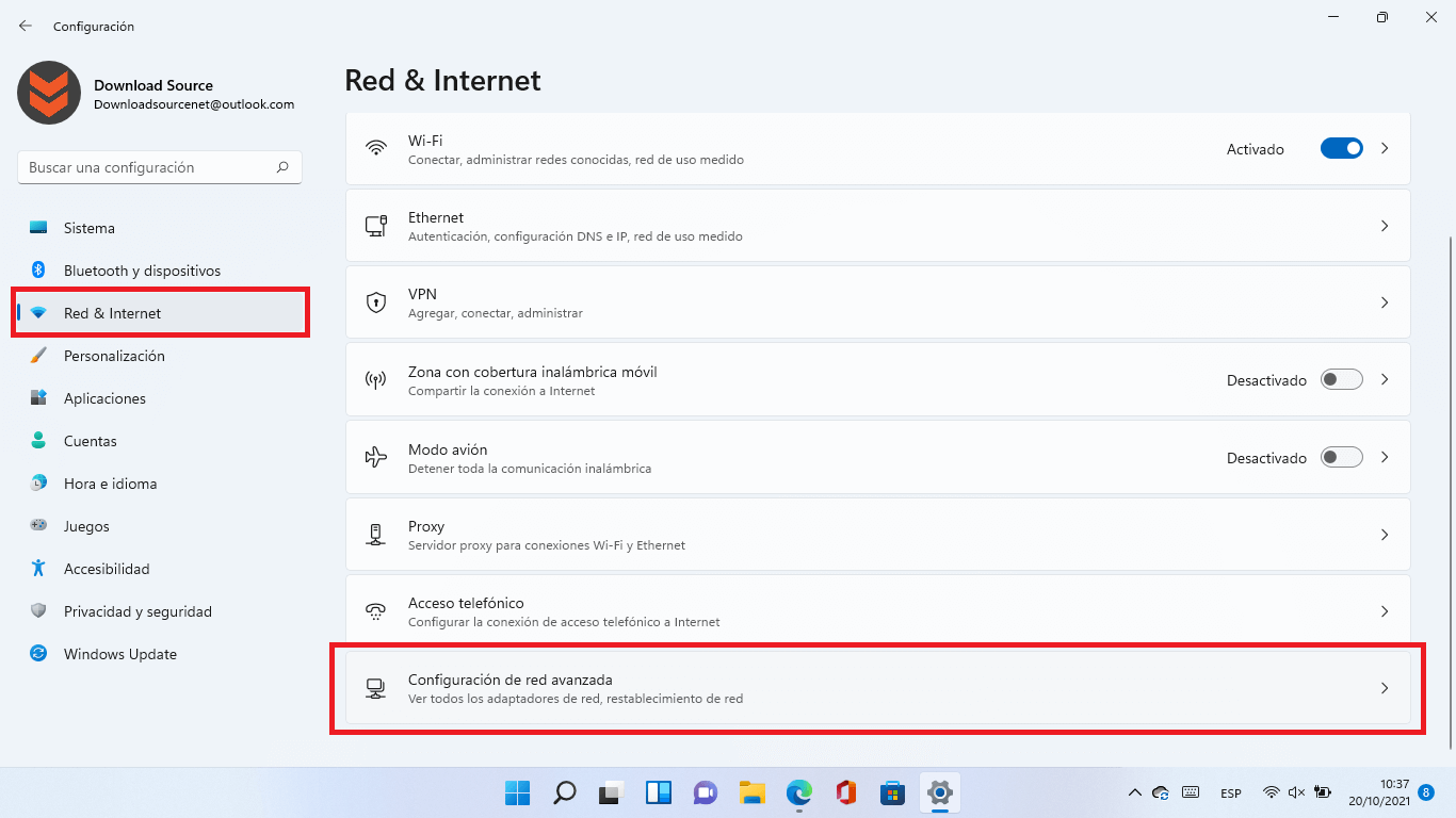 como restaurar la configuración de red de Windows 11 en wifi o ethernet