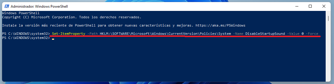 desactivar el sonido de inicio de windows 11