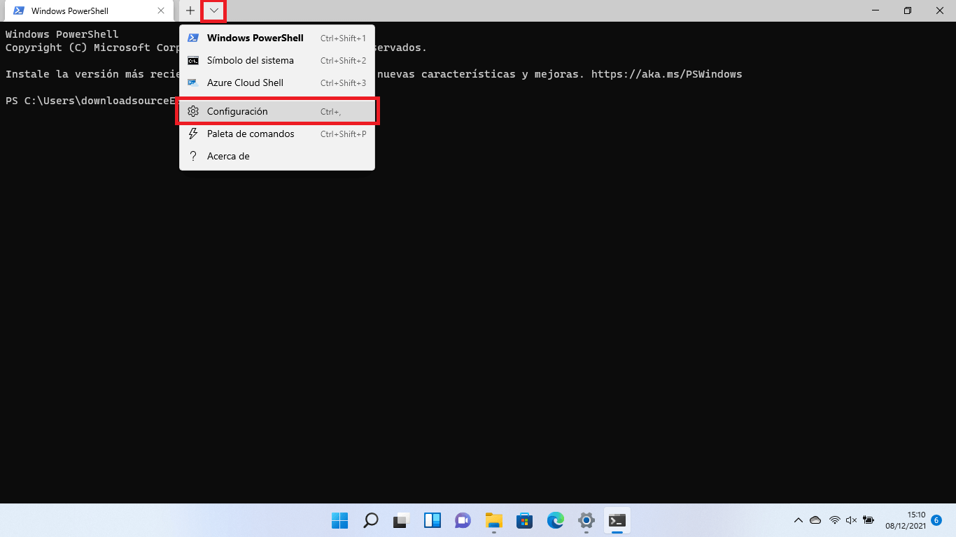 como personalizar la app predeterminada del Terminal de Windows 11