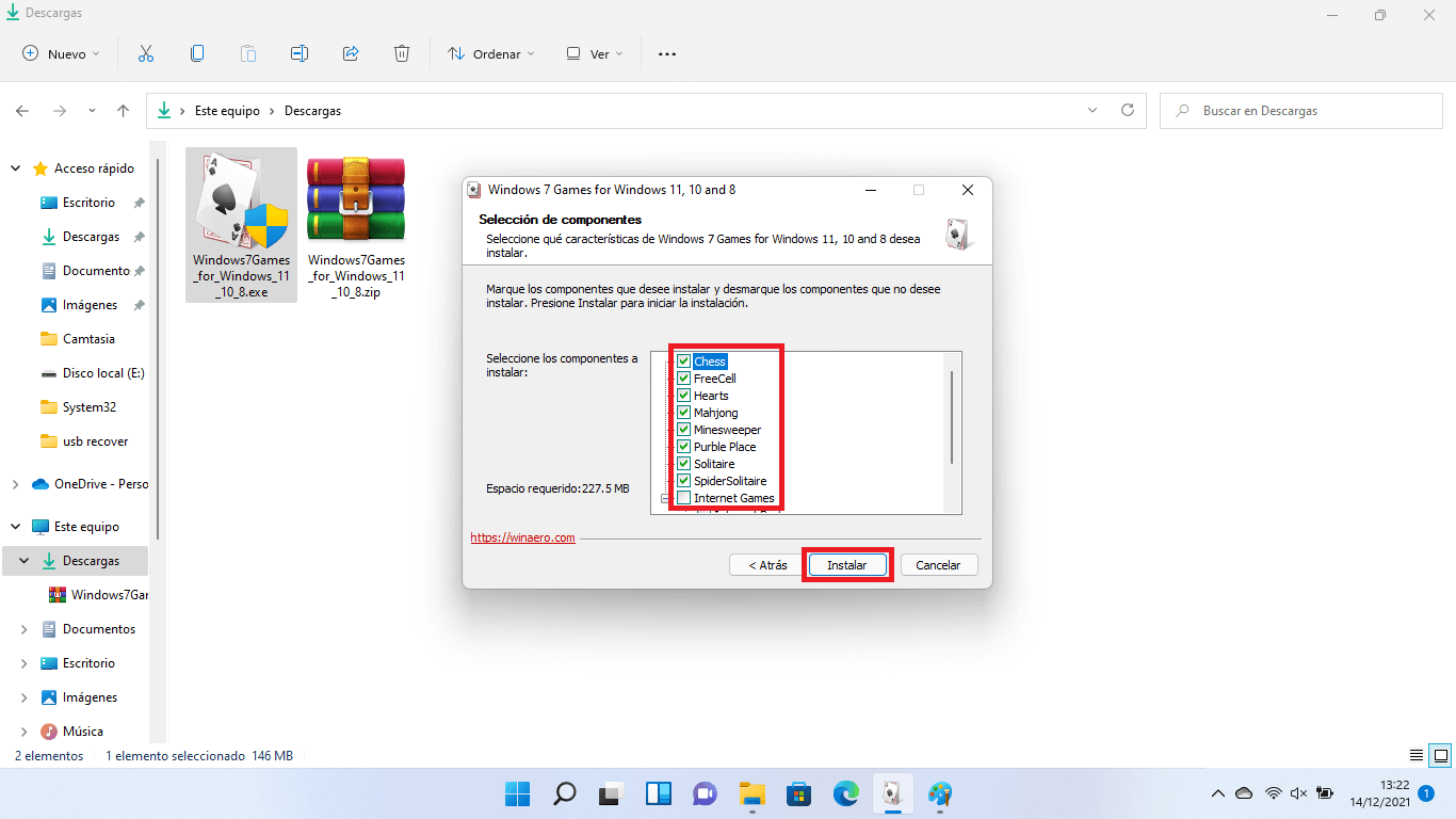 Instalar solitario en Windows 11