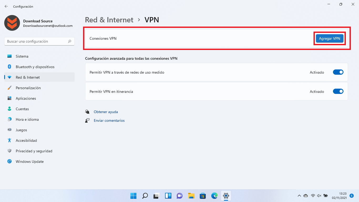 como agregar una vpn en windows 11