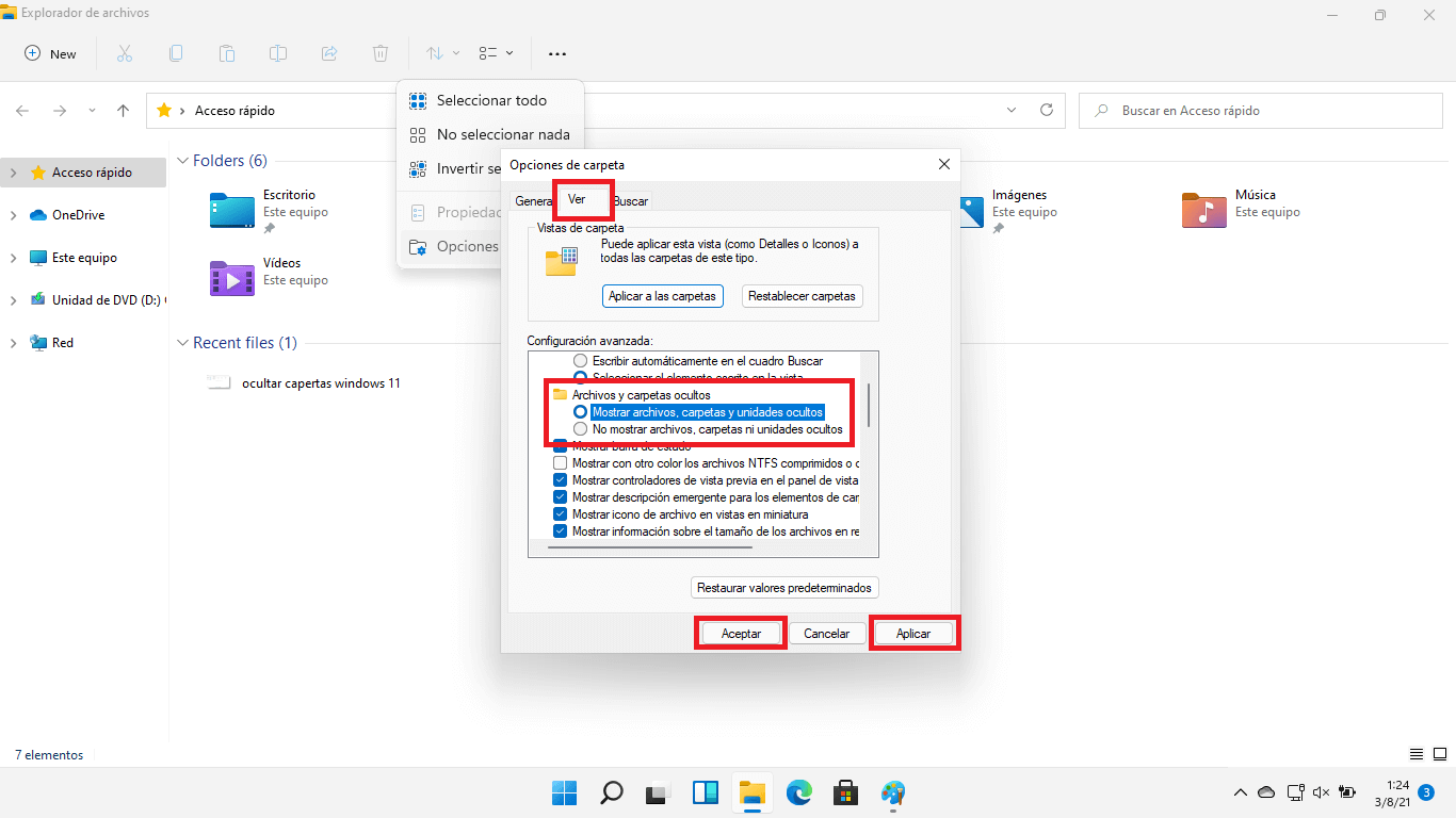 porcelana mermelada Gratificante Windows 11: Como ocultar o mostrar archivos y carpetas ocultos