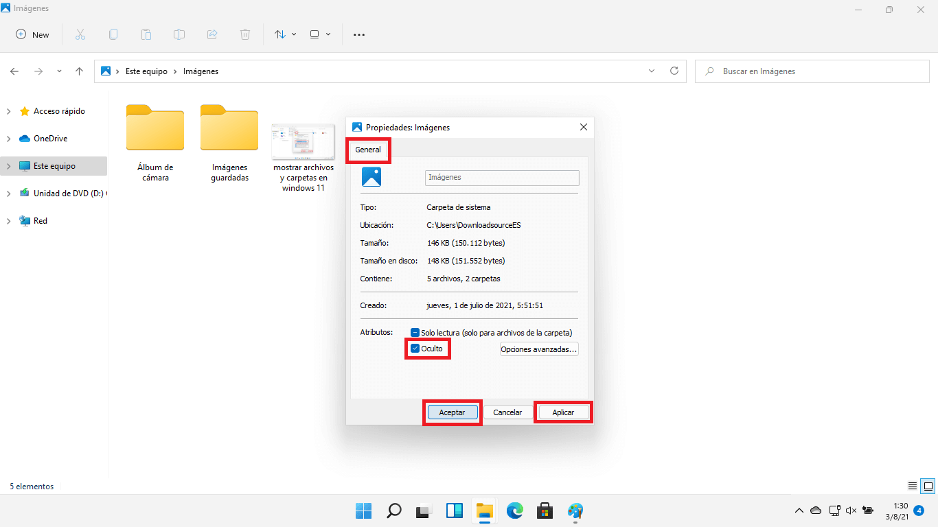 ocultar un archivo o carpeta en windows 11