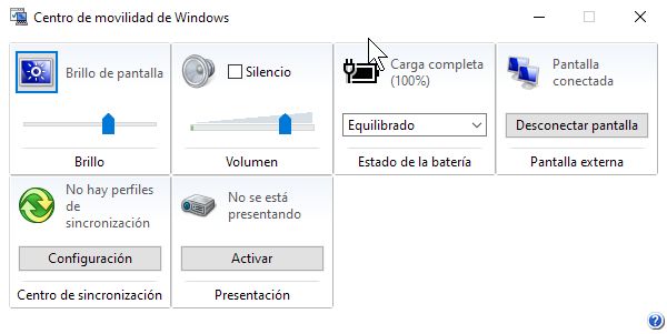 como abrir el centro de movilidad de windows 10