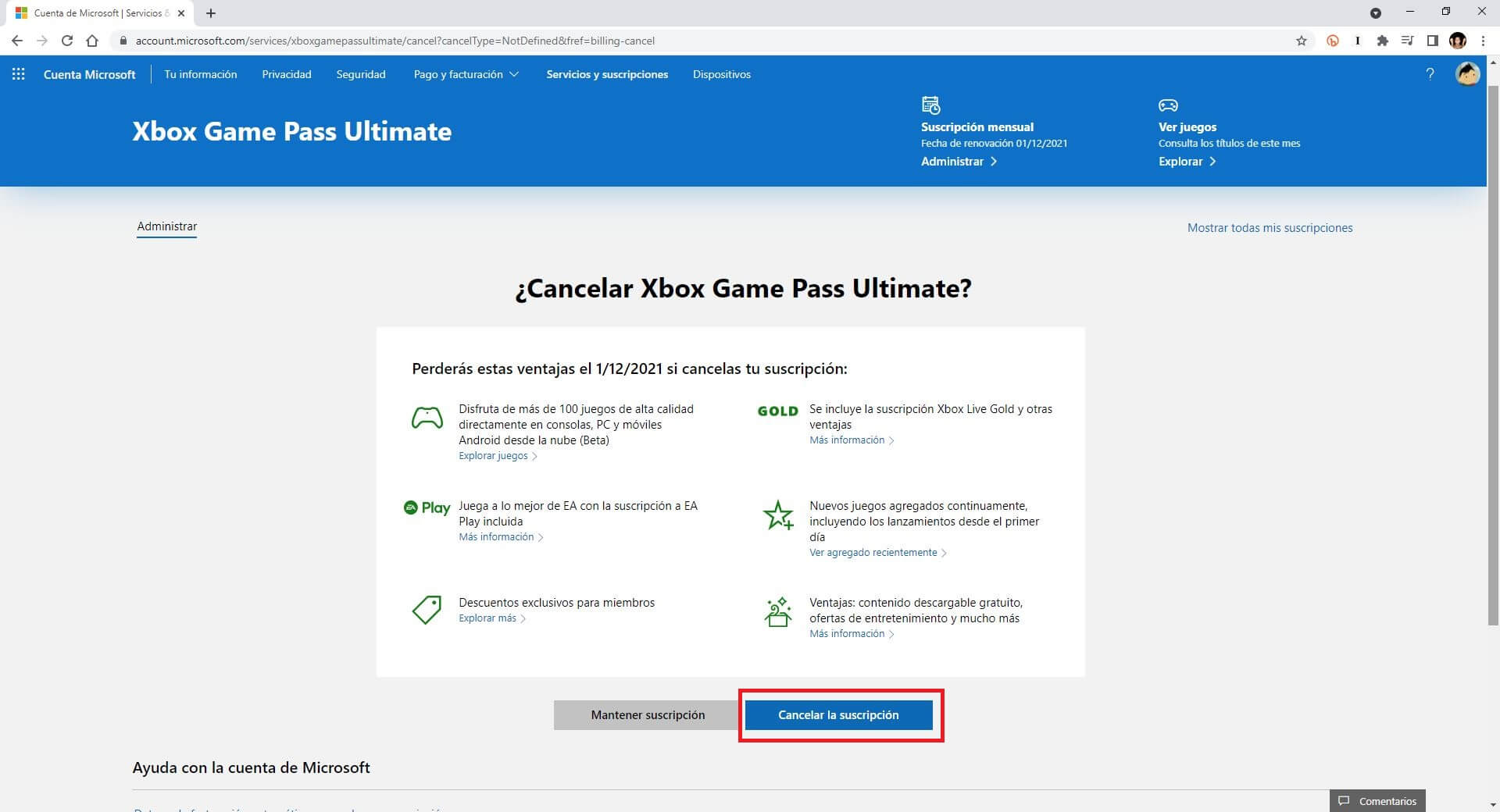 xbox game pass ultimate como cancelar la suscripcion