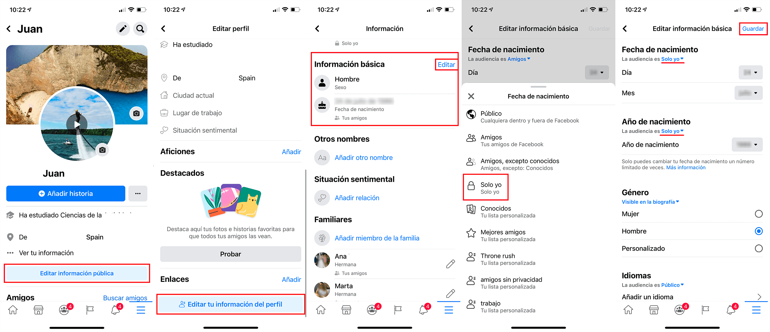 como ocultar tu cumpleaños en Facebook desde la app para android o iphone