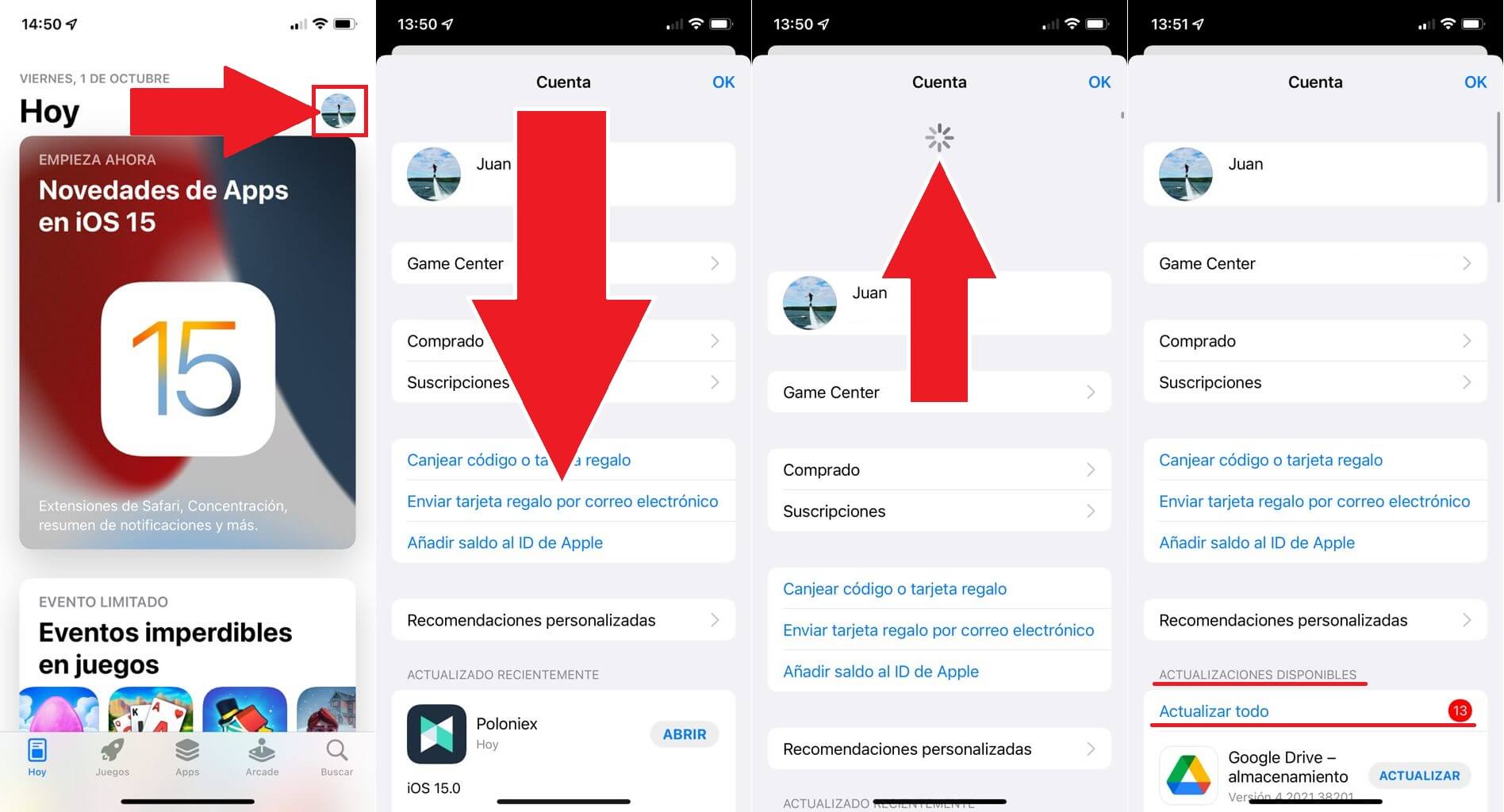 como actualizar apps especificas de forma manual en iPhone con iOS