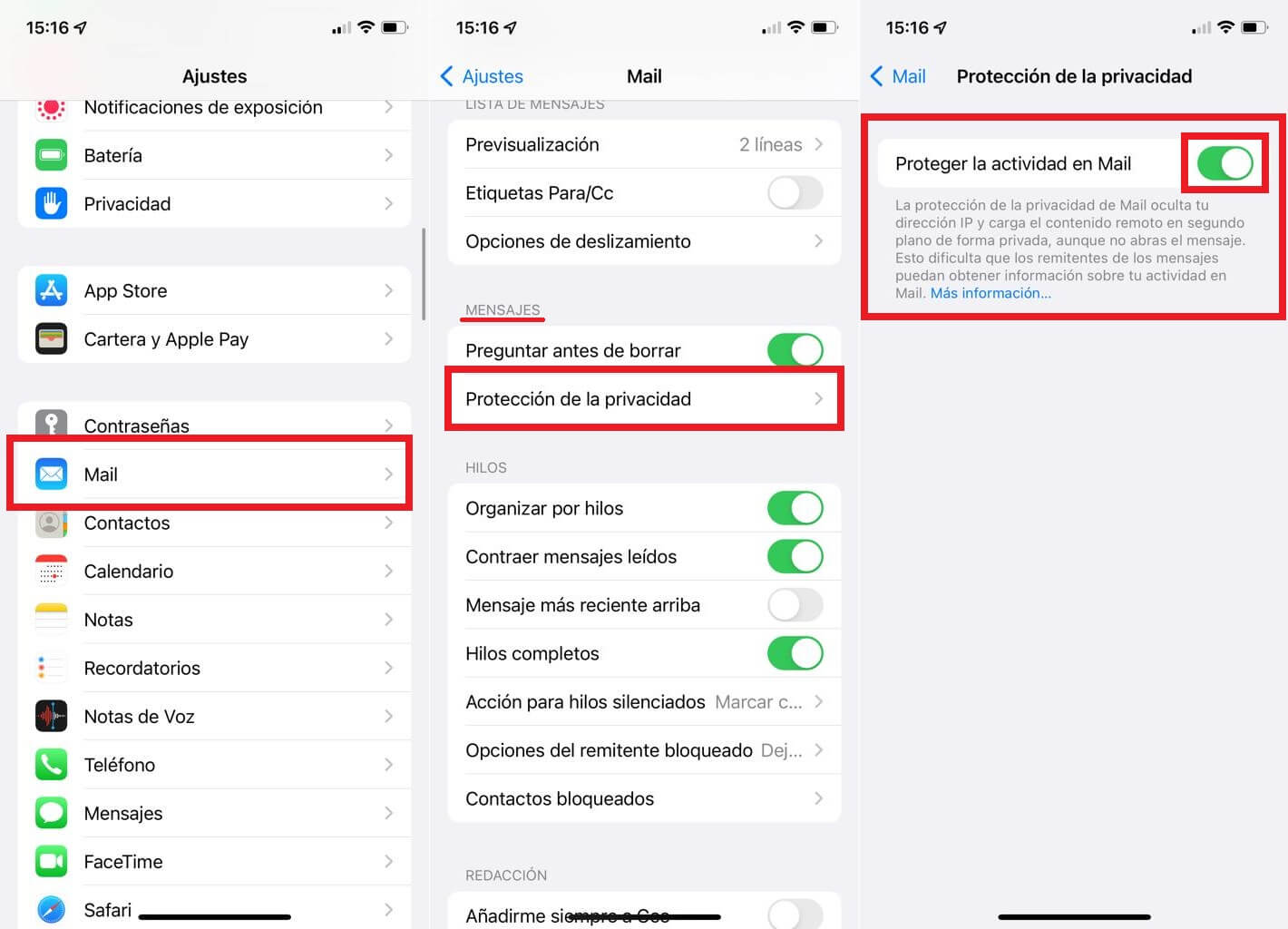 evitar que cuando abras o leas un correo electrónico en iPhone, se notifique al remitente