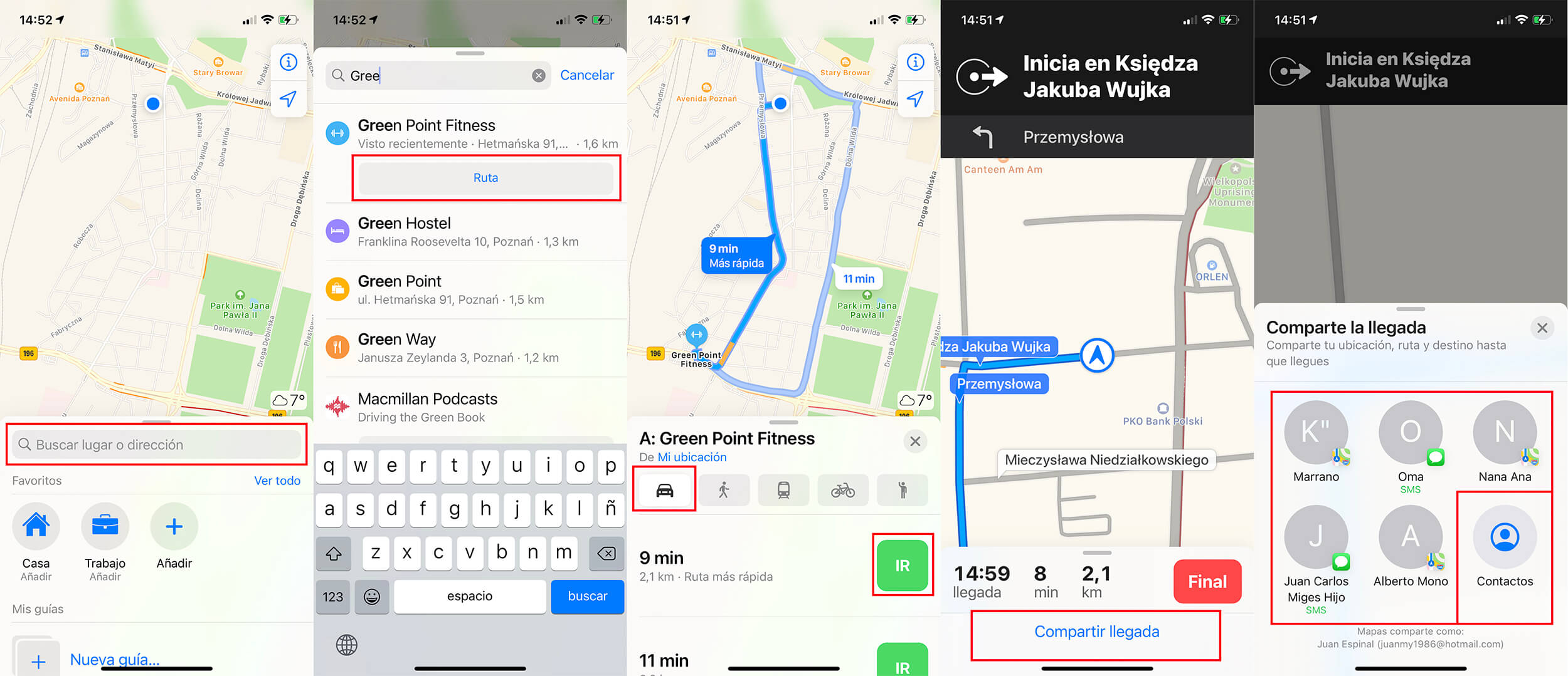 como compartir la hora de llegada a un sitio desde la app Mapas de iPhone