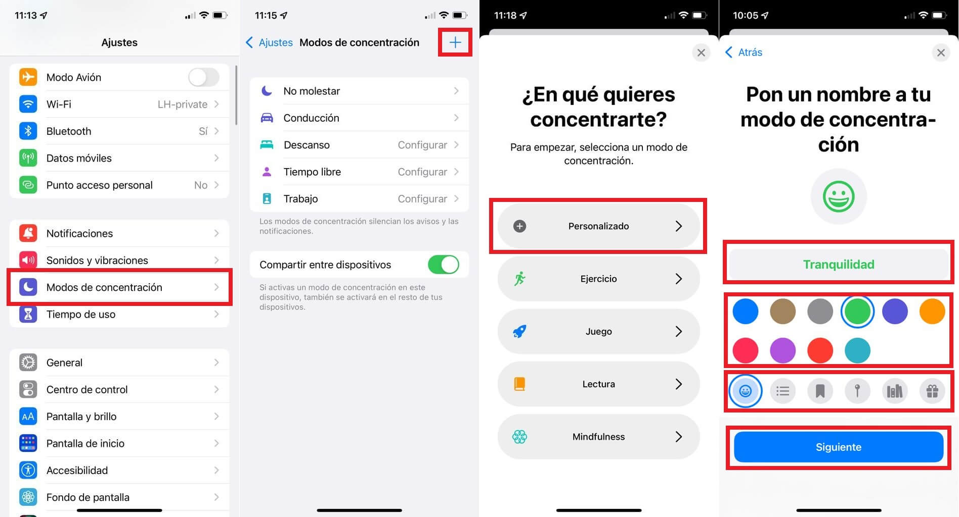 como activar los modos de concentración en iPhone