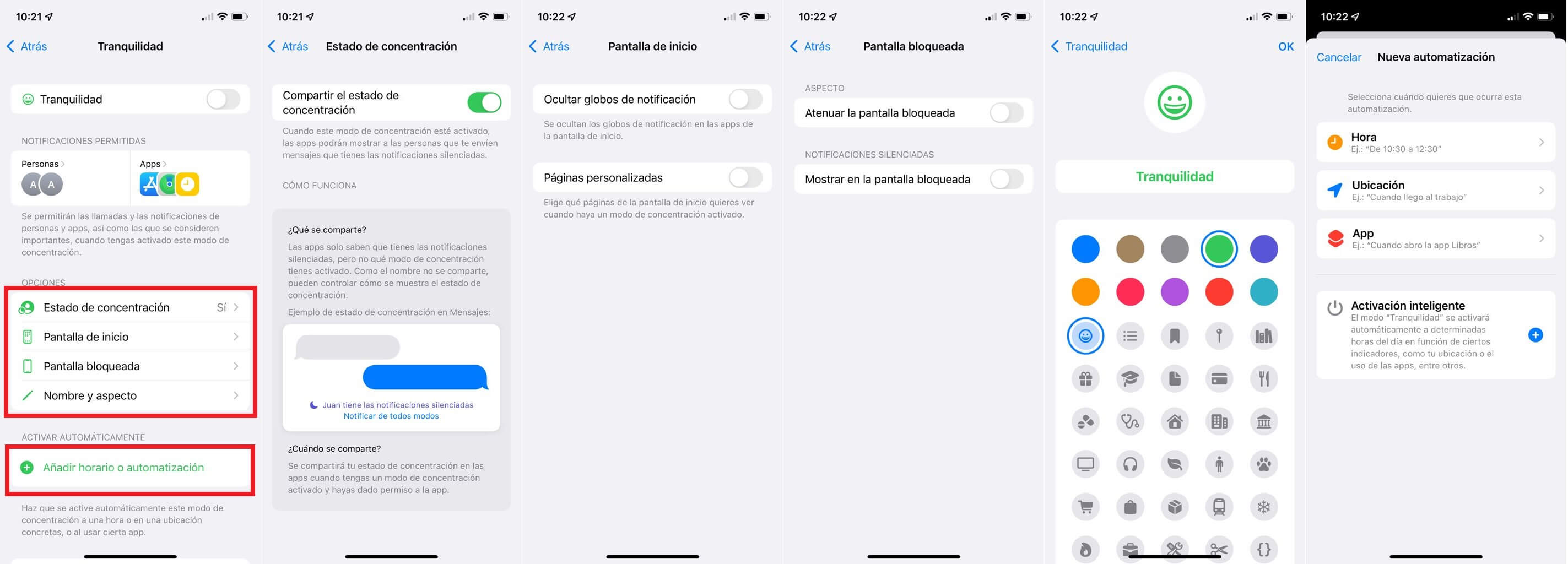 configurar los modos de concentración en iPhone con iOS