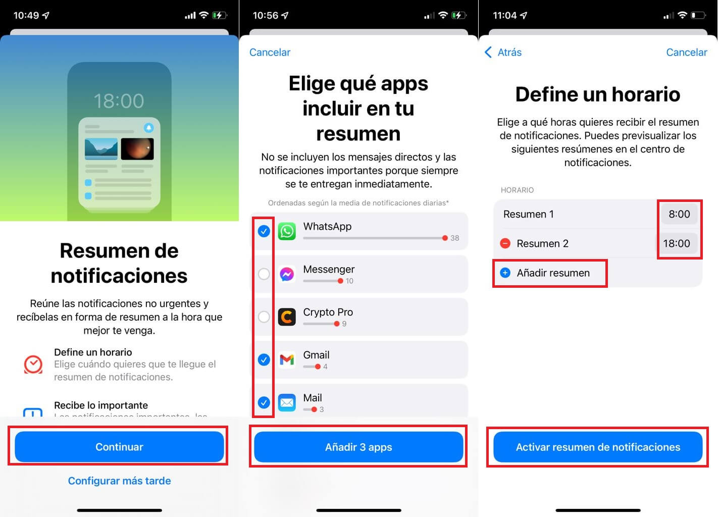 como configurar el resumen de notificaciones de iPhone con iOS