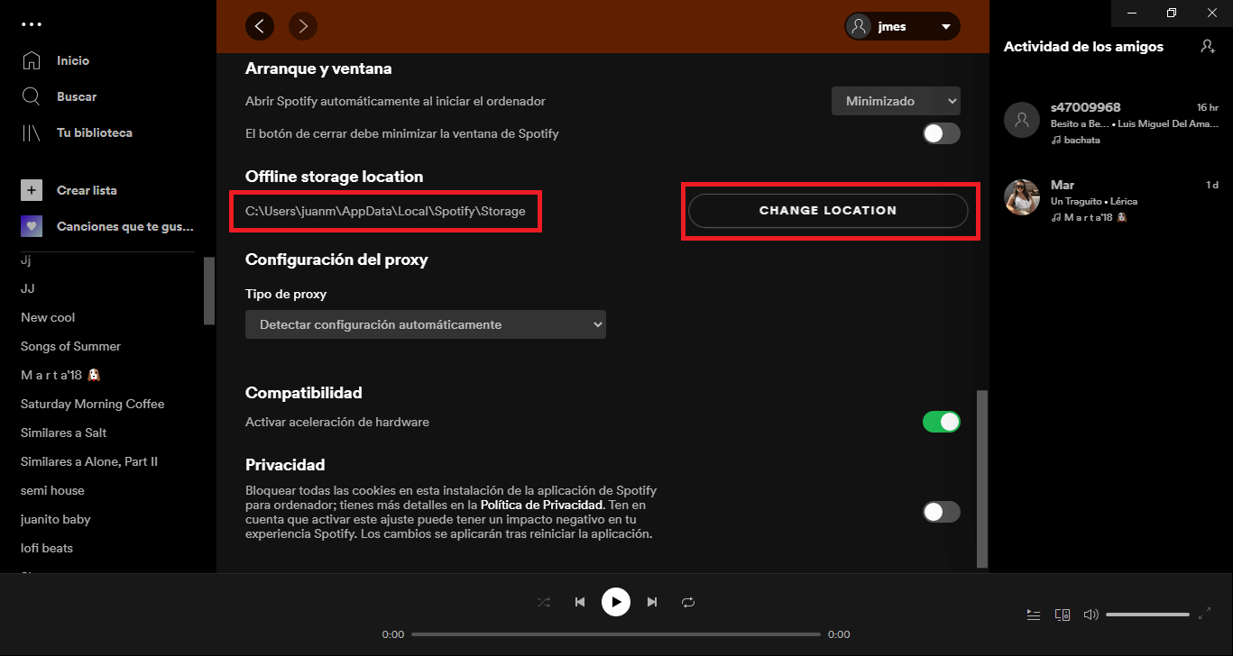 migra la carpeta de cache de spotify