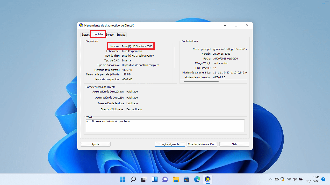 como saber la tarjeta grafica que tiene mi ordenador con windows 11 sin uso de programas