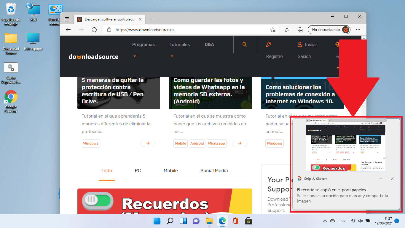 Windows 11: tomar capturas de pantalla con recorte