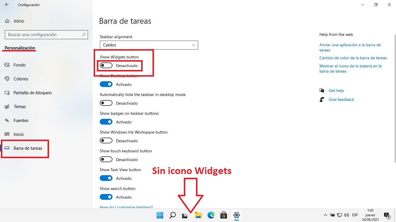 deshabilitar widgets de windows 11