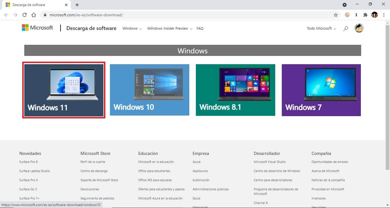 descargar la iso de windows 11