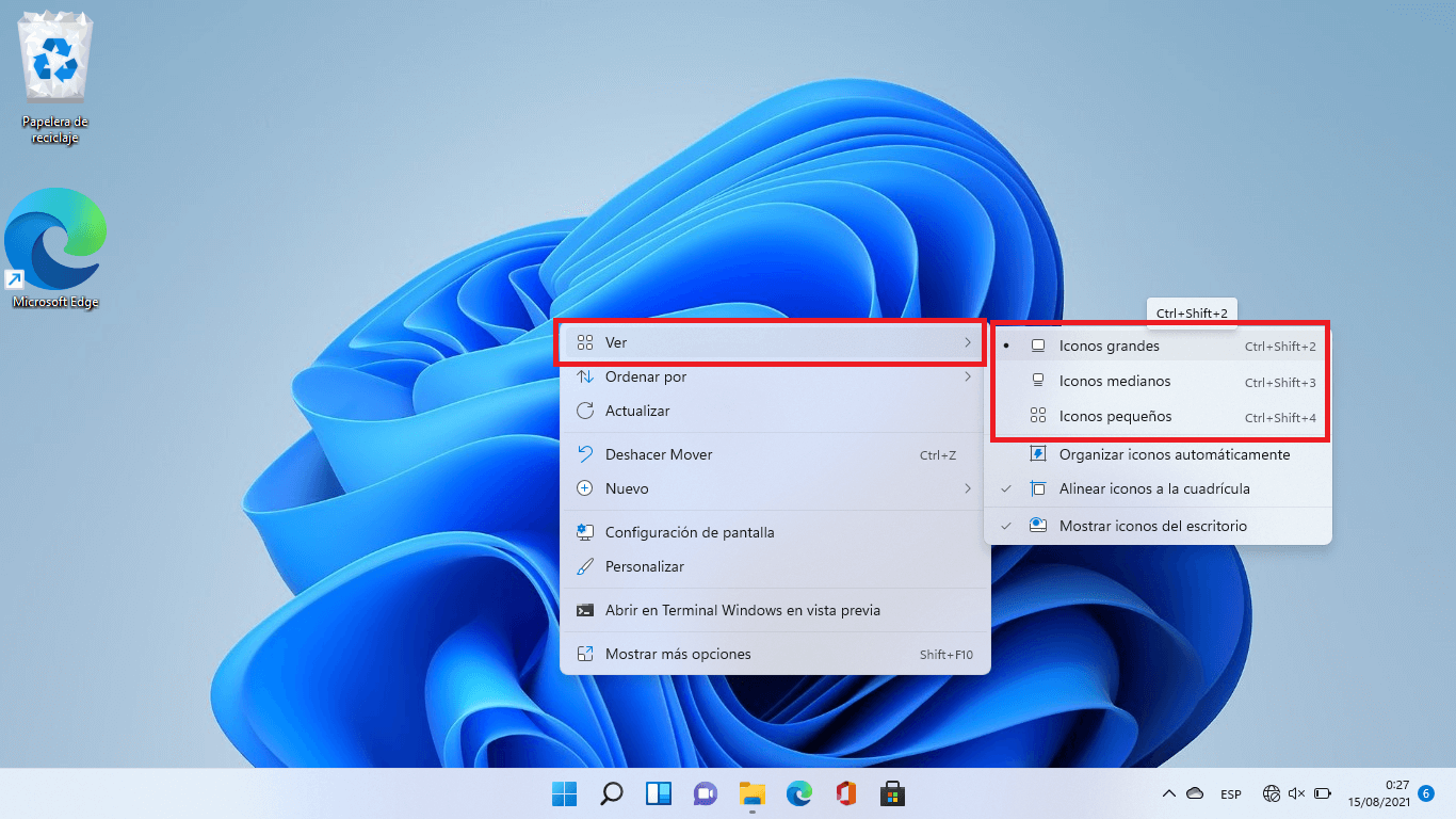como cambiar el tamaño de los iconos de Windows 11