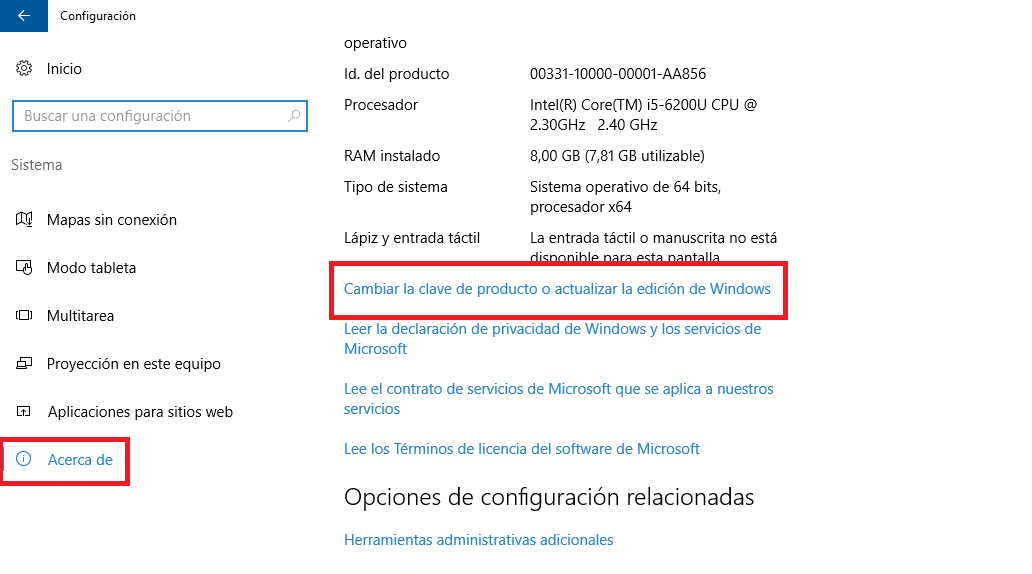 Usar otra clave de producto para windows 10