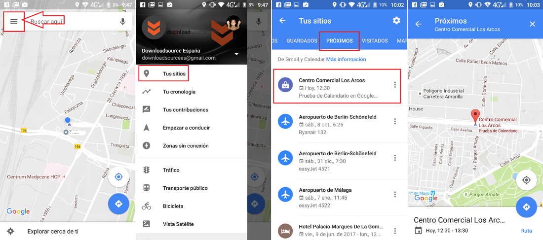 Ver los eventos de Google Calendar en la app de Android Google Maps