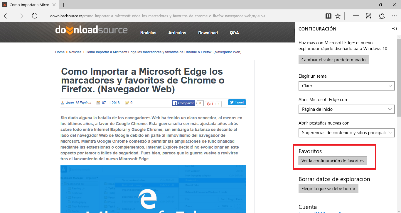 transferir favoritos de Chrome o firefox a Edge