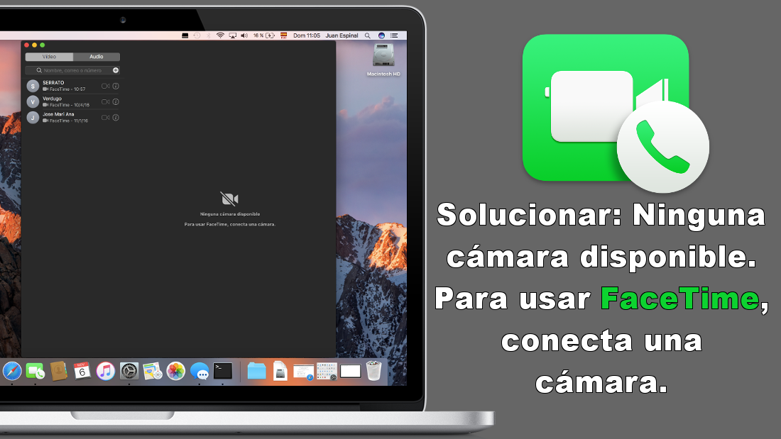 Solucion cuando la webcam no se muestra en Facetime de Macbook