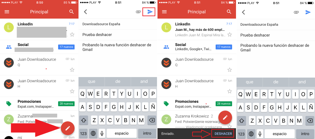 Usar la función deshacer envio de correo en la app Gmail de iPhone o ipad