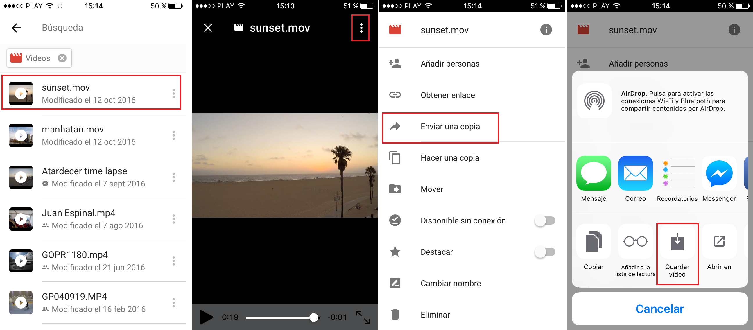 guardar archivos de Google Drive a la memoria del iPhone