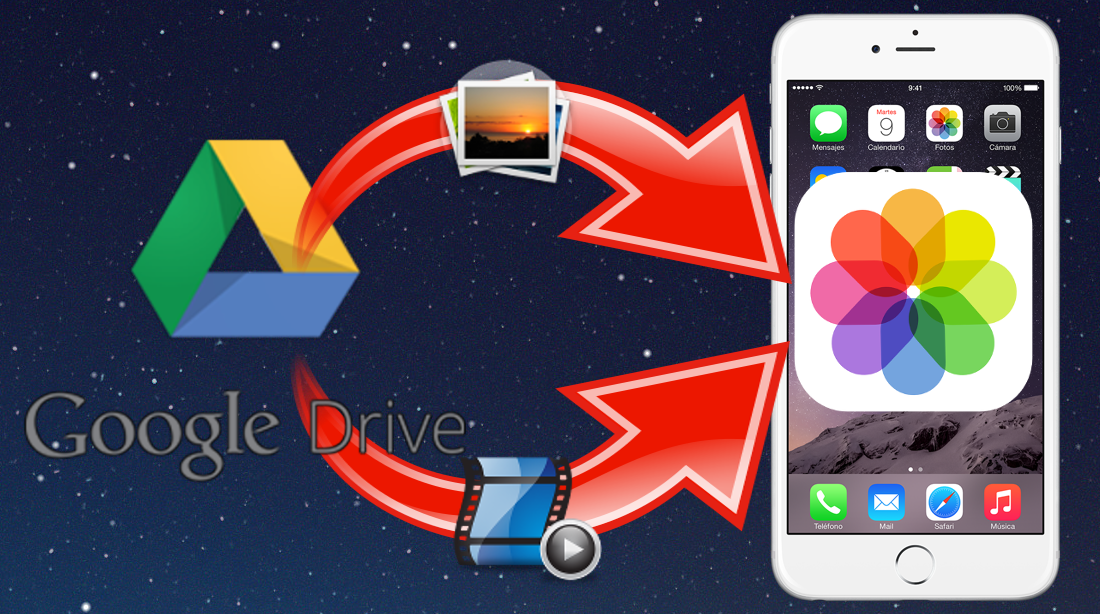 descargar archivos de google drive a la memoria del iphone