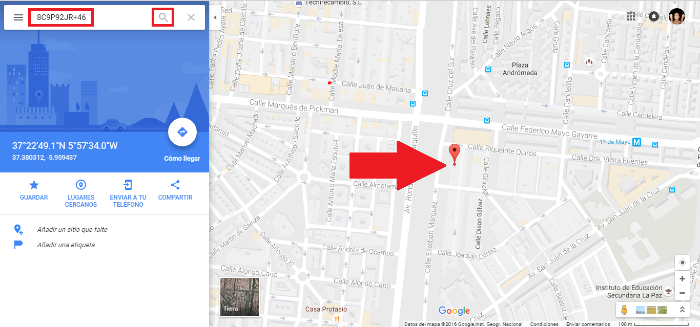 Usar codigo Plus para ubicar localizacion en google Maps