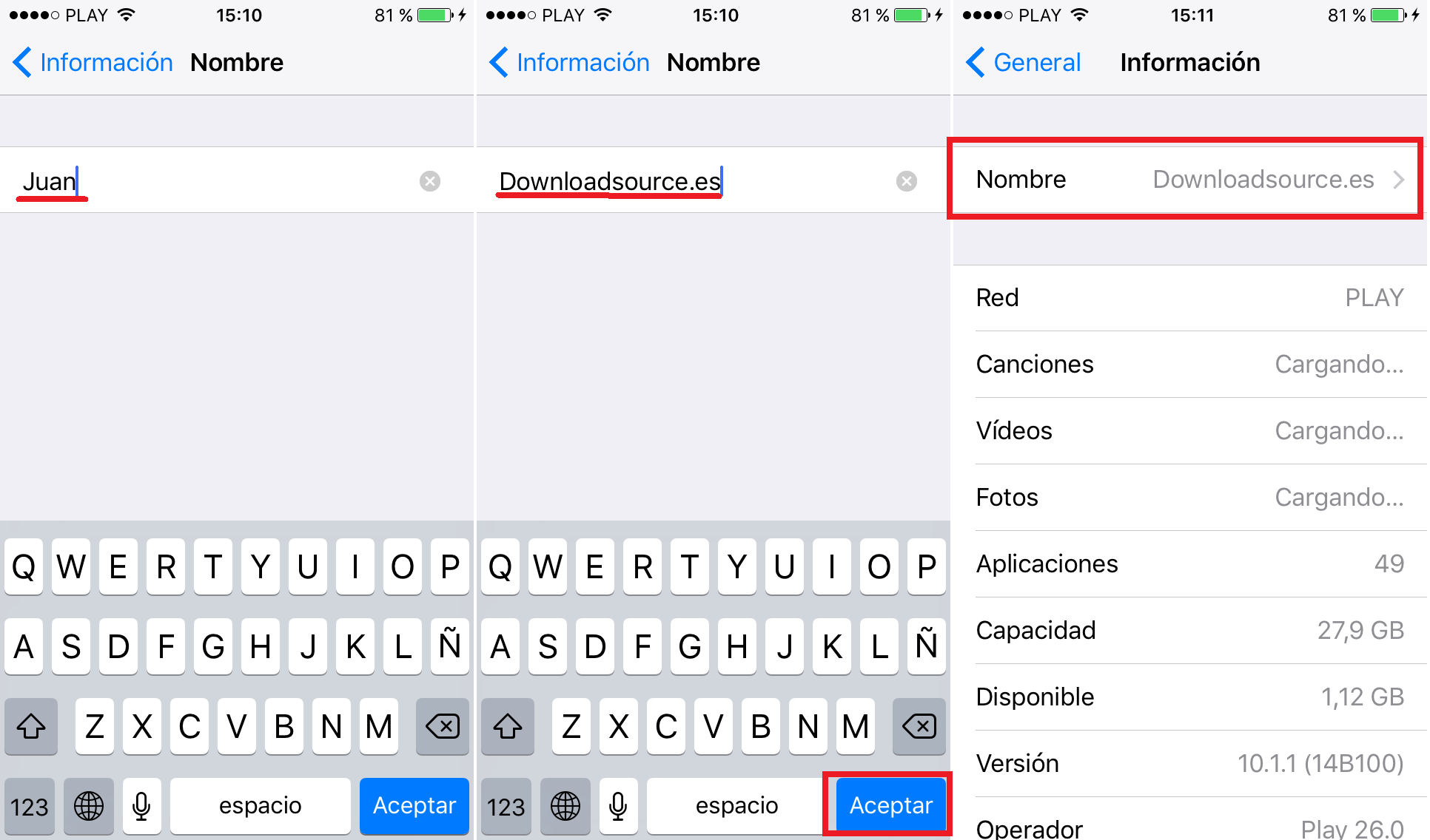 como modificar el nombre de tu iPhone o iPad  desde los ajustes ios