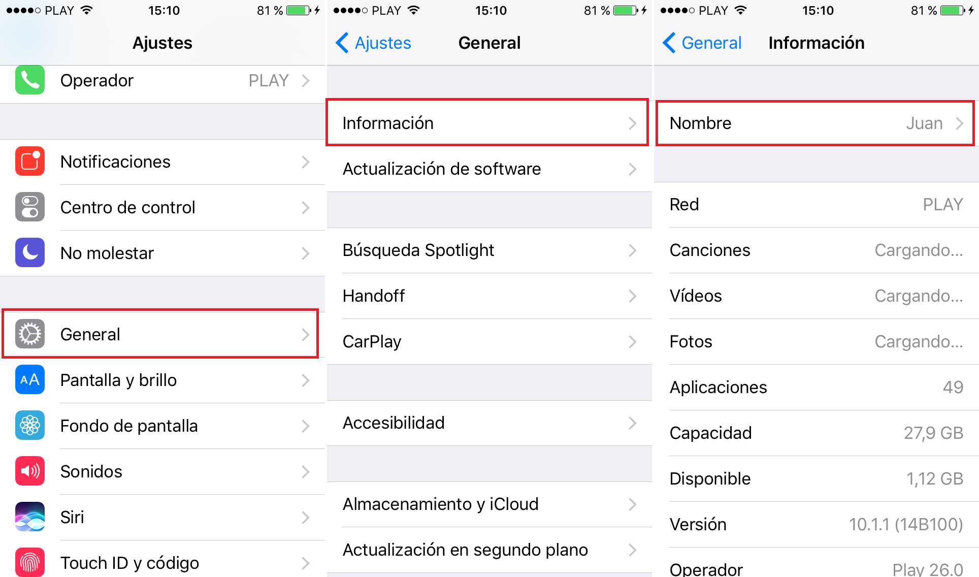 cambiar el nombre de tu iPhone o iPad de tu dispositivo iOS 