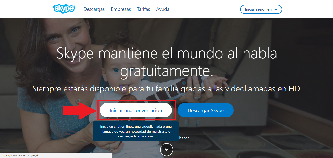 crear conversación de skype sin cuenta de usuario y sin descargar Skype