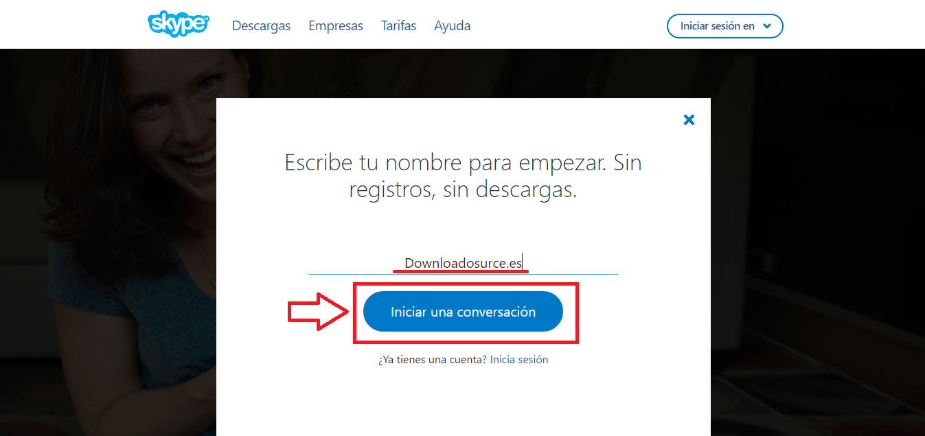 Invitar amigos a conversación de skype con una url