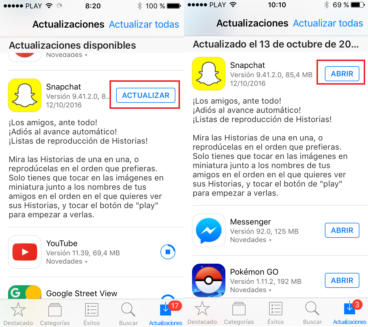 Snapchat solo me muestra un filtro selfie para usar