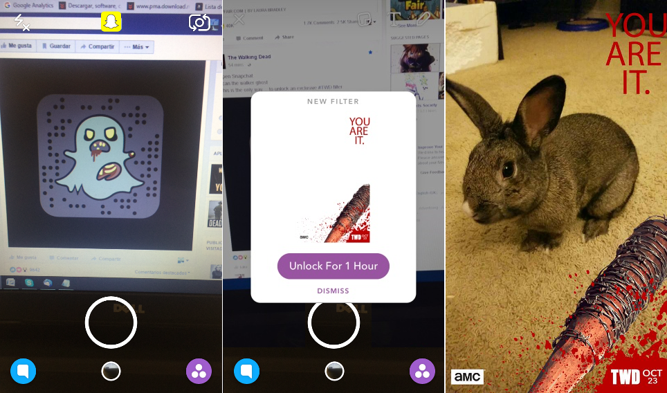 activar el efecto de the waliking dead en snapchat