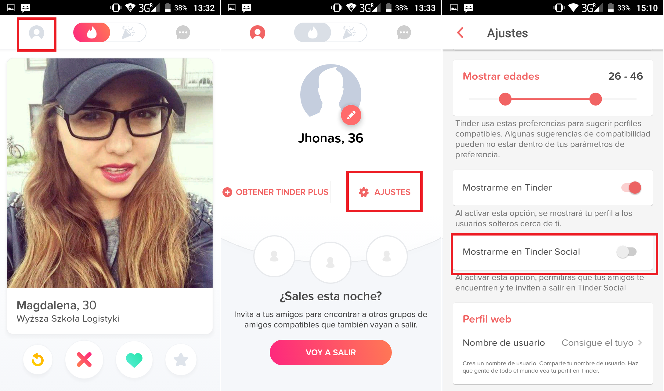 Privacidad en tinder con la información de Facebook