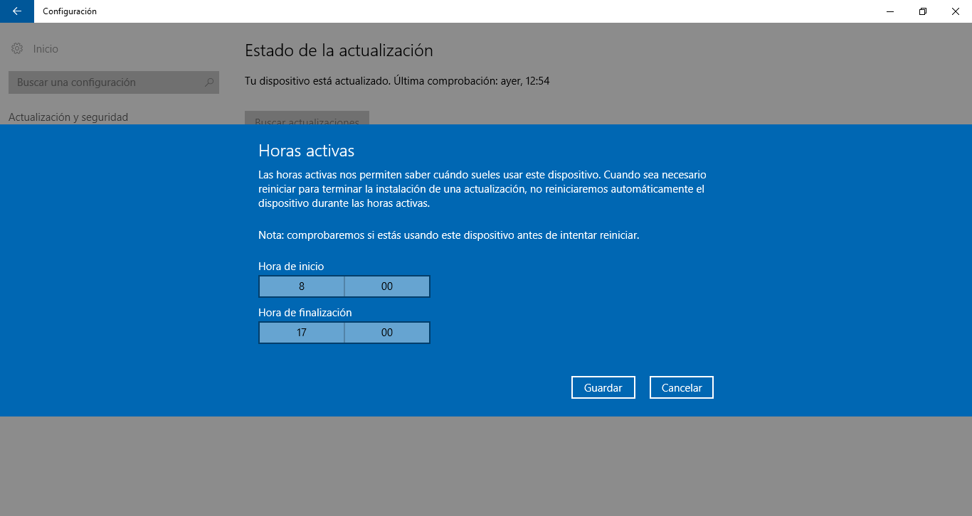 cambiar las horas activas de tu ordenador con Windows 10