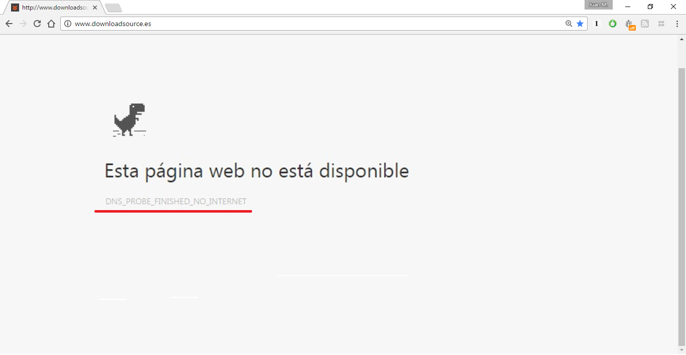 sin acceso a internet por la DNS en chrome de google