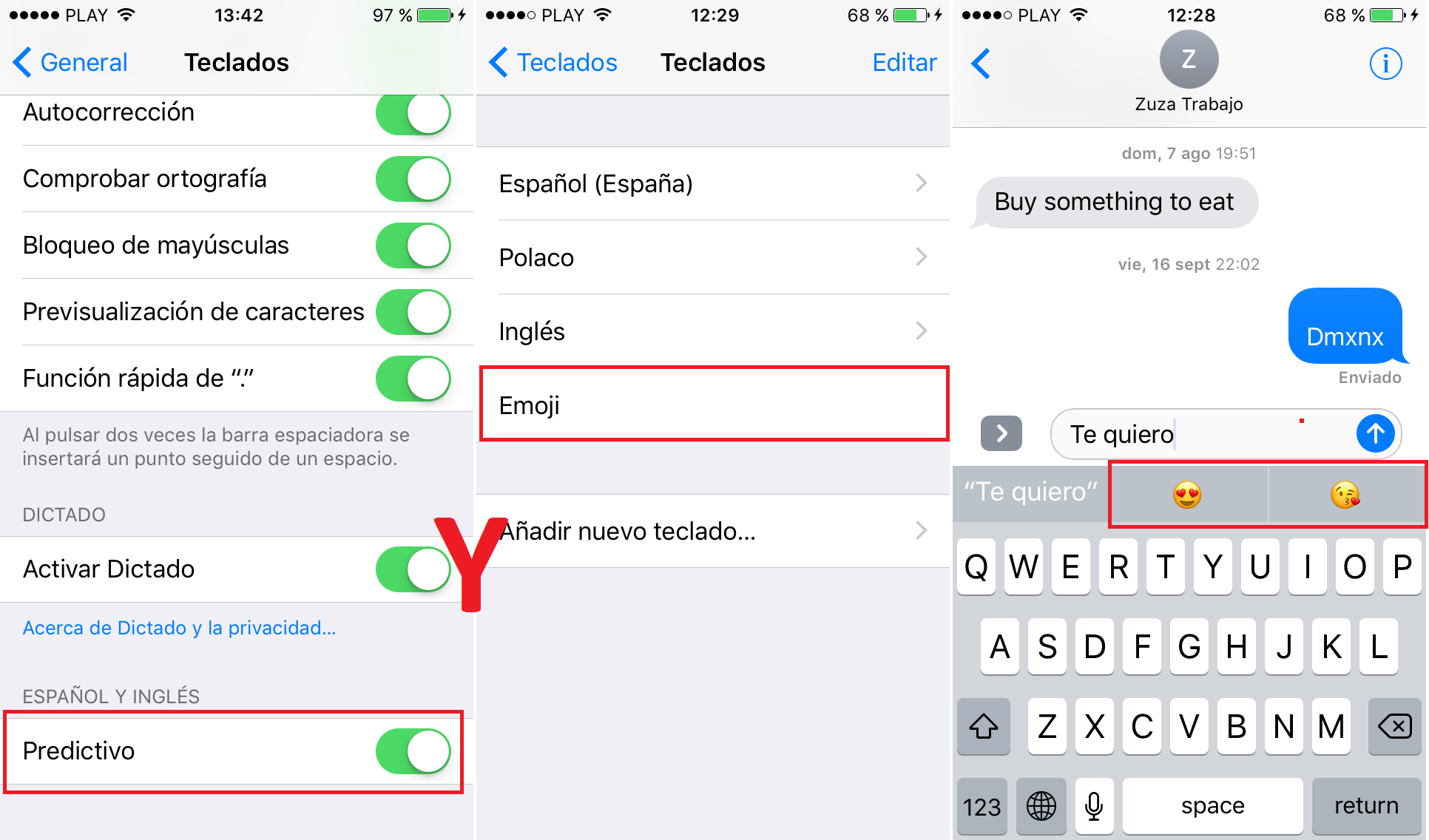 desactivar o deshabilitar los emoticonos del texto predictivo de ios 10