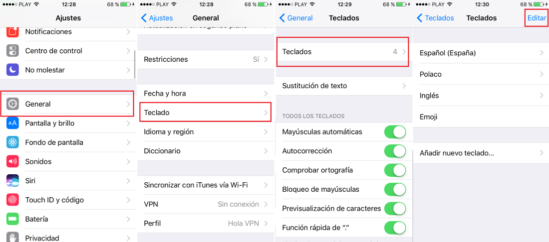 habilitar la sugerencia de emoticonos en texto de ios 10